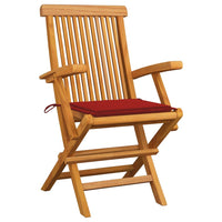 Thumbnail for Gartenstühle mit Roten Kissen 8 Stk. Massivholz Teak