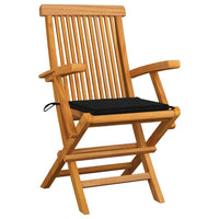 Thumbnail for Gartenstühle mit Schwarzen Kissen 8 Stk. Massivholz Teak