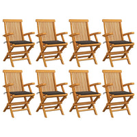 Thumbnail for Gartenstühle mit Taupe Kissen 8 Stk. Massivholz Teak