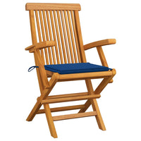 Thumbnail for Gartenstühle mit Königsblauen Kissen 8 Stk. Massivholz Teak