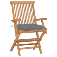 Thumbnail for Gartenstühle mit Grauen Kissen 8 Stk. Massivholz Teak