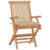 Thumbnail for Gartenstühle mit Beigen Kissen 8 Stk. Massivholz Teak