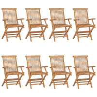 Thumbnail for Gartenstühle mit Grünen Kissen 8 Stk. Massivholz Teak