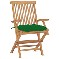 Thumbnail for Gartenstühle mit Grünen Kissen 8 Stk. Massivholz Teak