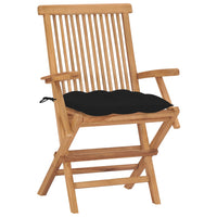 Thumbnail for Gartenstühle mit Schwarzen Kissen 8 Stk. Massivholz Teak