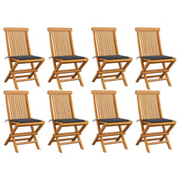 Thumbnail for Gartenstühle mit Anthrazit Kissen 8 Stk. Massivholz Teak