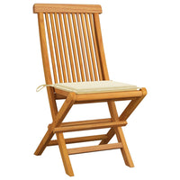 Thumbnail for Gartenstühle mit Creme Kissen 8 Stk. Massivholz Teak