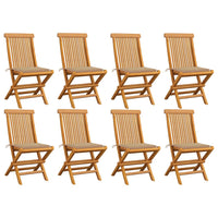 Thumbnail for Gartenstühle mit Beigen Kissen 8 Stk. Massivholz Teak