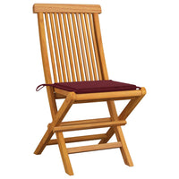 Thumbnail for Gartenstühle mit Weinroten Kissen 8 Stk. Massivholz Teak