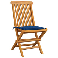 Thumbnail for Gartenstühle mit Königsblauen Kissen 8 Stk. Massivholz Teak