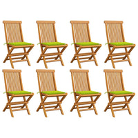 Thumbnail for Gartenstühle mit Hellgrünen Kissen 8 Stk. Massivholz Teak