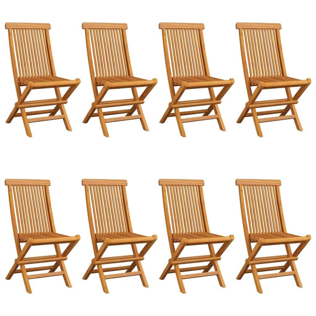 Gartenstühle mit Cremeweißen Kissen 8 Stk. Massivholz Teak