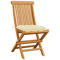 Thumbnail for Gartenstühle mit Cremeweißen Kissen 8 Stk. Massivholz Teak