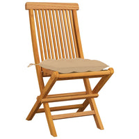 Thumbnail for Gartenstühle mit Beigen Kissen 8 Stk. Massivholz Teak