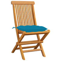 Thumbnail for Gartenstühle mit Hellblauen Kissen 8 Stk. Massivholz Teak