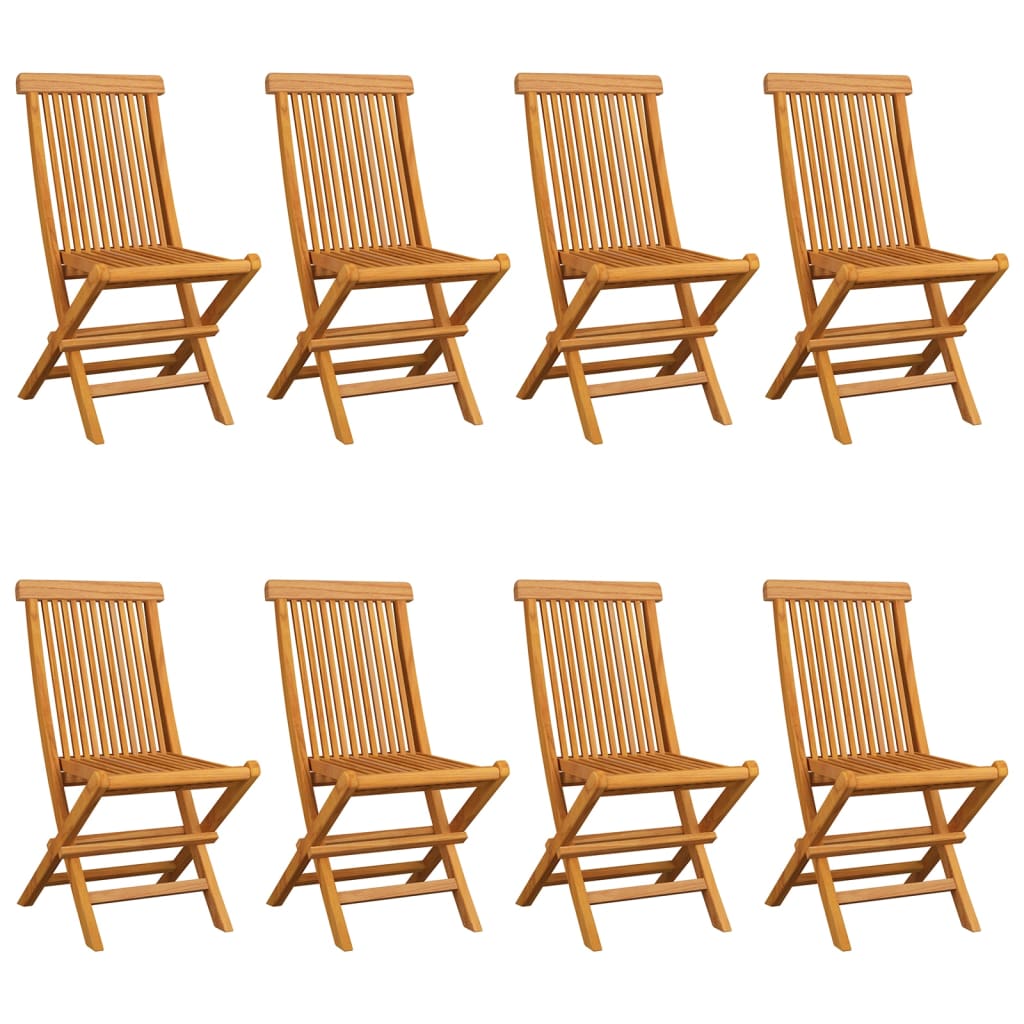 Gartenstühle mit Roten Kissen 8 Stk. Massivholz Teak
