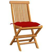 Thumbnail for Gartenstühle mit Roten Kissen 8 Stk. Massivholz Teak