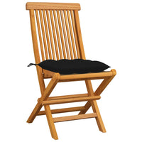 Thumbnail for Gartenstühle mit Schwarzen Kissen 8 Stk. Massivholz Teak