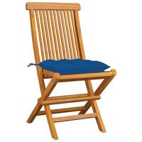 Thumbnail for Gartenstühle mit Blauen Kissen 8 Stk. Massivholz Teak