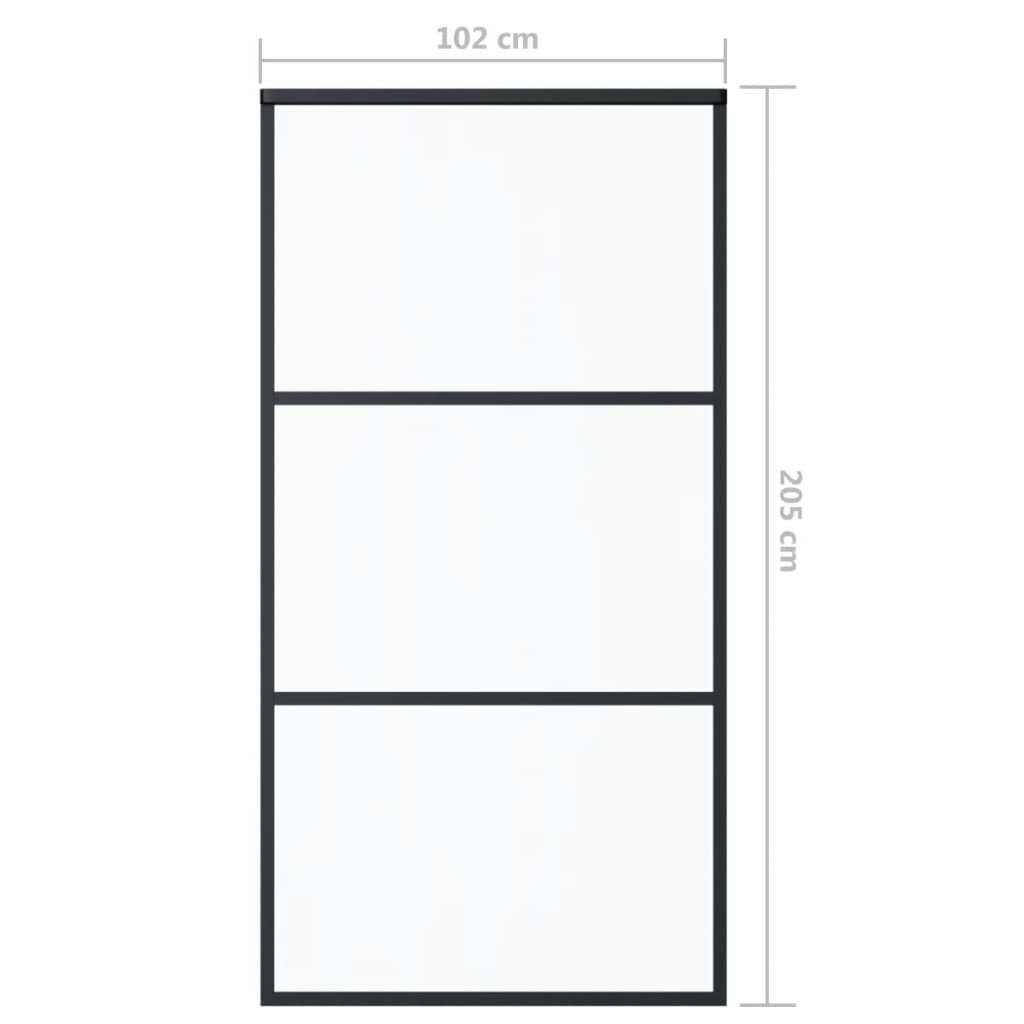 Schiebetür ESG-Glas und Aluminium 102x205 cm Schwarz