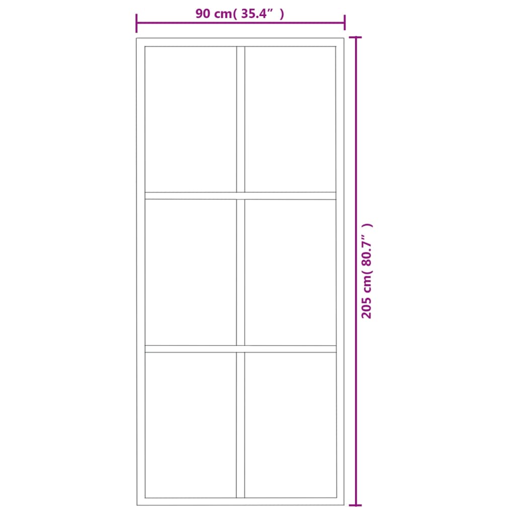 Schiebetür ESG-Glas und Aluminium 90x205 cm Schwarz