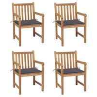 Thumbnail for Gartenstühle 4 Stk. mit Anthrazit Kissen Massivholz Teak