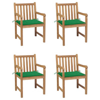 Thumbnail for Gartenstühle 4 Stk. mit Grünen Kissen Massivholz Teak