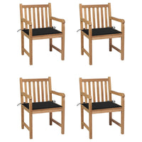 Thumbnail for Gartenstühle 4 Stk. mit Schwarzen Kissen Massivholz Teak
