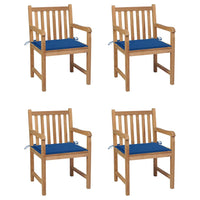 Thumbnail for Gartenstühle 4 Stk. mit Königsblauen Kissen Massivholz Teak