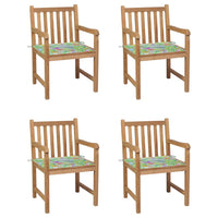 Thumbnail for Gartenstühle 4 Stk. mit Blattmuster Kissen Massivholz Teak