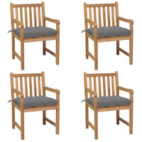 Thumbnail for Gartenstühle 4 Stk. mit Grauen Kissen Massivholz Teak