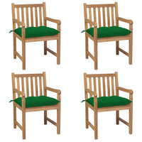 Thumbnail for Gartenstühle 4 Stk. mit Grünen Kissen Massivholz Teak