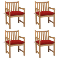 Thumbnail for Gartenstühle 4 Stk. mit Roten Kissen Massivholz Teak