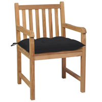 Thumbnail for Gartenstühle 4 Stk. mit Schwarzen Kissen Massivholz Teak