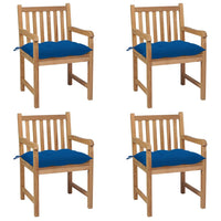 Thumbnail for Gartenstühle 4 Stk. mit Blauen Kissen Massivholz Teak