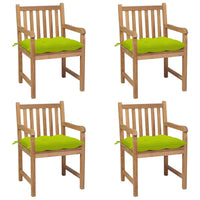 Thumbnail for Gartenstühle 4 Stk. mit Hellgrünen Kissen Massivholz Teak