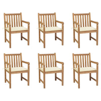 Thumbnail for Gartenstühle 6 Stk. mit Creme Kissen Massivholz Teak