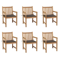 Thumbnail for Gartenstühle 6 Stk. mit Taupe Kissen Massivholz Teak