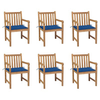 Thumbnail for Gartenstühle 6 Stk. mit Königsblauen Kissen Massivholz Teak