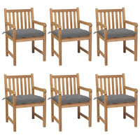 Thumbnail for Gartenstühle 6 Stk. mit Grauen Kissen Massivholz Teak