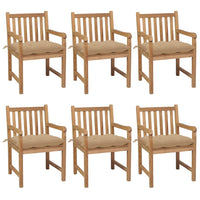 Thumbnail for Gartenstühle 6 Stk. mit Beigen Kissen Massivholz Teak