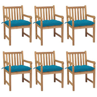 Thumbnail for Gartenstühle 6 Stk. mit Hellblauen Kissen Massivholz Teak