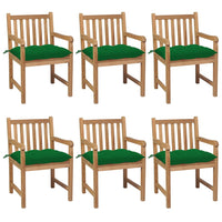 Thumbnail for Gartenstühle 6 Stk. mit Grünen Kissen Massivholz Teak