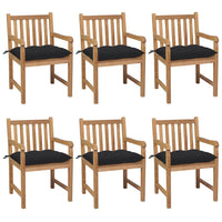 Thumbnail for Gartenstühle 6 Stk. mit Schwarzen Kissen Massivholz Teak