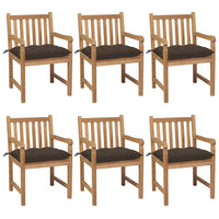 Thumbnail for Gartenstühle 6 Stk. mit Taupe Kissen Massivholz Teak