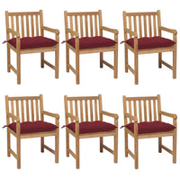 Thumbnail for Gartenstühle 6 Stk. mit Weinroten Kissen Massivholz Teak
