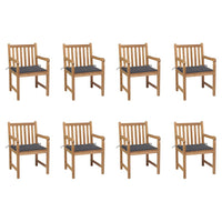 Thumbnail for Gartenstühle 8 Stk. mit Anthrazit Kissen Massivholz Teak