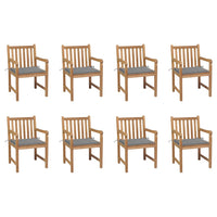 Thumbnail for Gartenstühle 8 Stk. mit Grauen Kissen Massivholz Teak