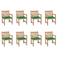 Thumbnail for Gartenstühle 8 Stk. mit Grünen Kissen Massivholz Teak