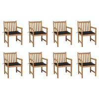 Thumbnail for Gartenstühle 8 Stk. mit Schwarzen Kissen Massivholz Teak